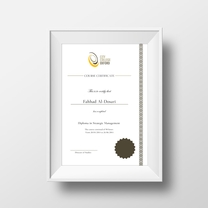 Course completion certificate.

Certificate comes in a PDF format allowing a majority of information to be updated